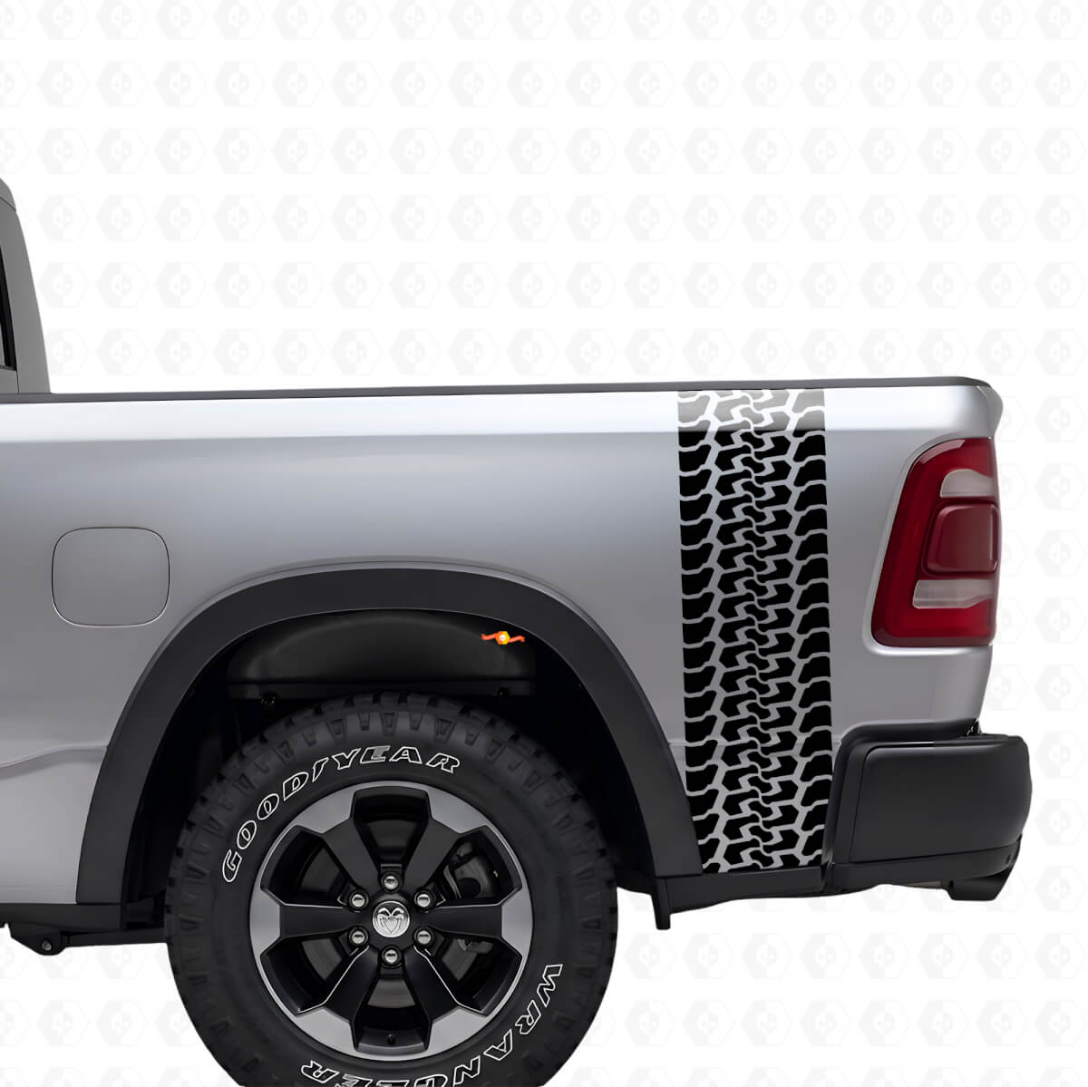 Tire Tread Truck Bedside Vinyl Decal Set for Dodge Ram 2009-2018