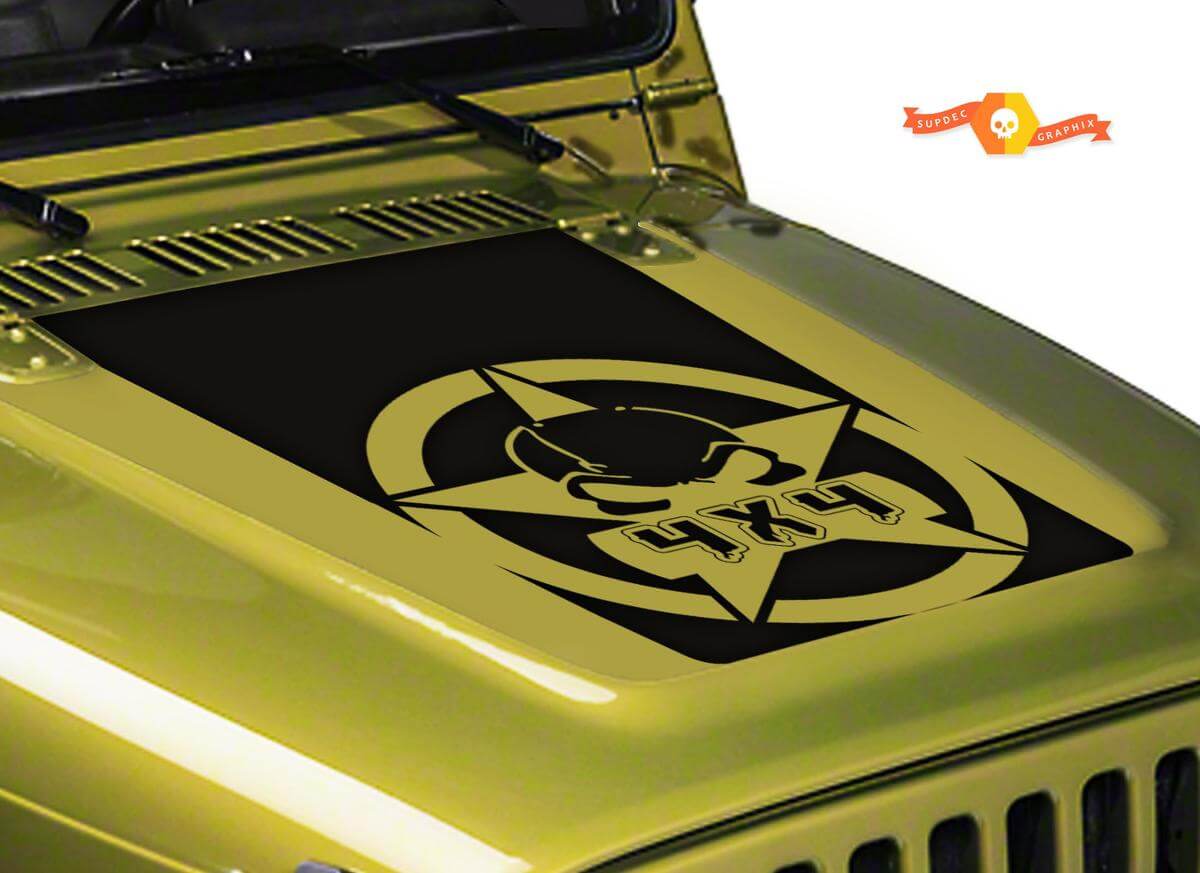 Gas Mask 4x4 Vinyl Bonnet Decal Sticker 2 Offroad Funny for Jeep Wrangler LJ TJ JK JKU