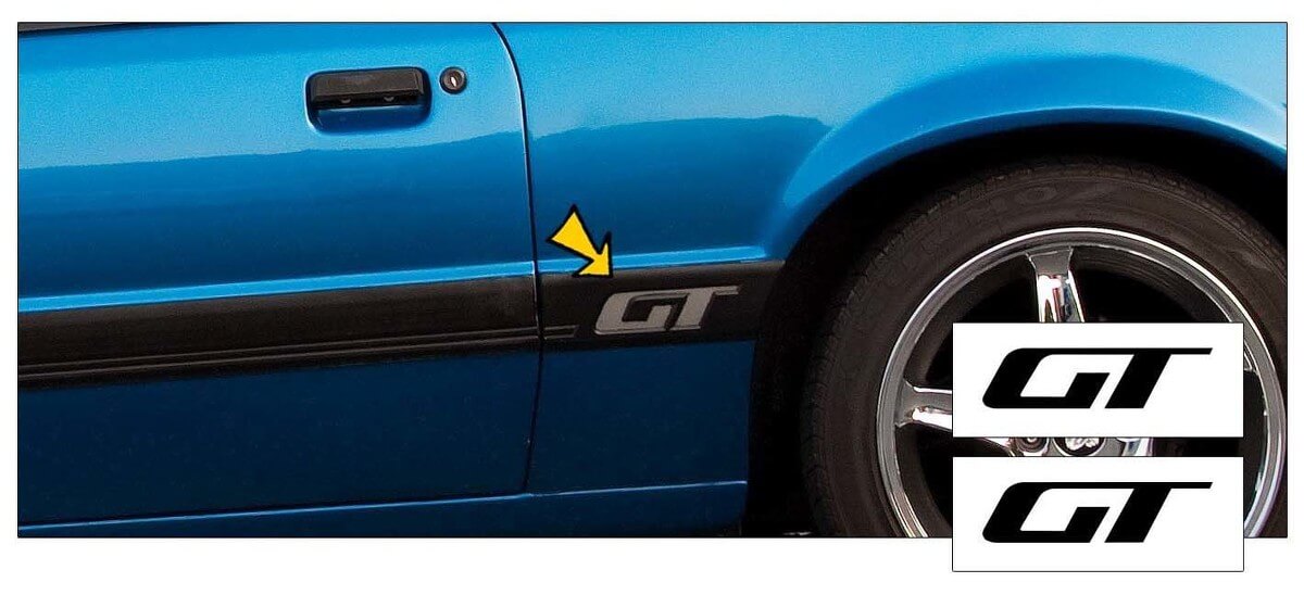 1985-86 Musclecarmodel - GT - QUARTER PANEL MOLDING INSERT - TWO Sticker Decal SET
