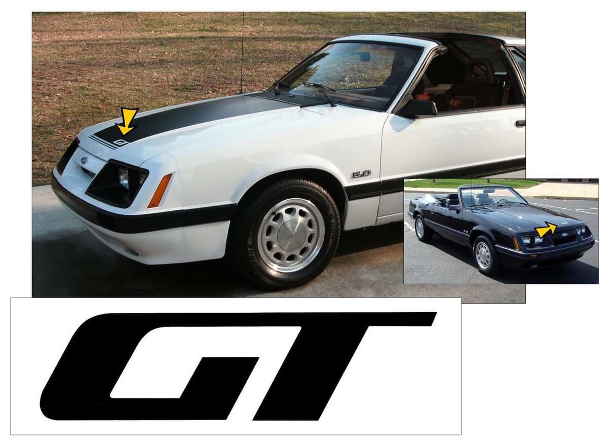 1985-86 Musclecarmodel - GT HOOD Sticker Decal - ONE Sticker Decal - FACTORY SIZE
