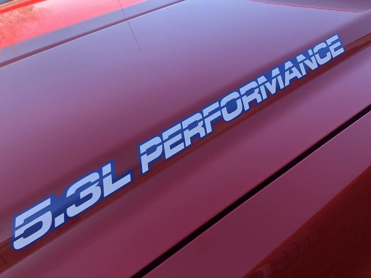 5.3L Performance Lettering Hood Vinyl Decal Sticker for GMC Sierra