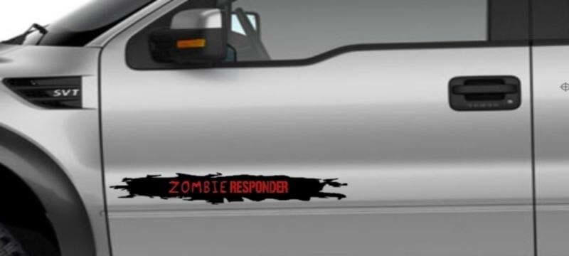 Zombie Responder Distressed Style Side Vinyl Decal Set for Cars