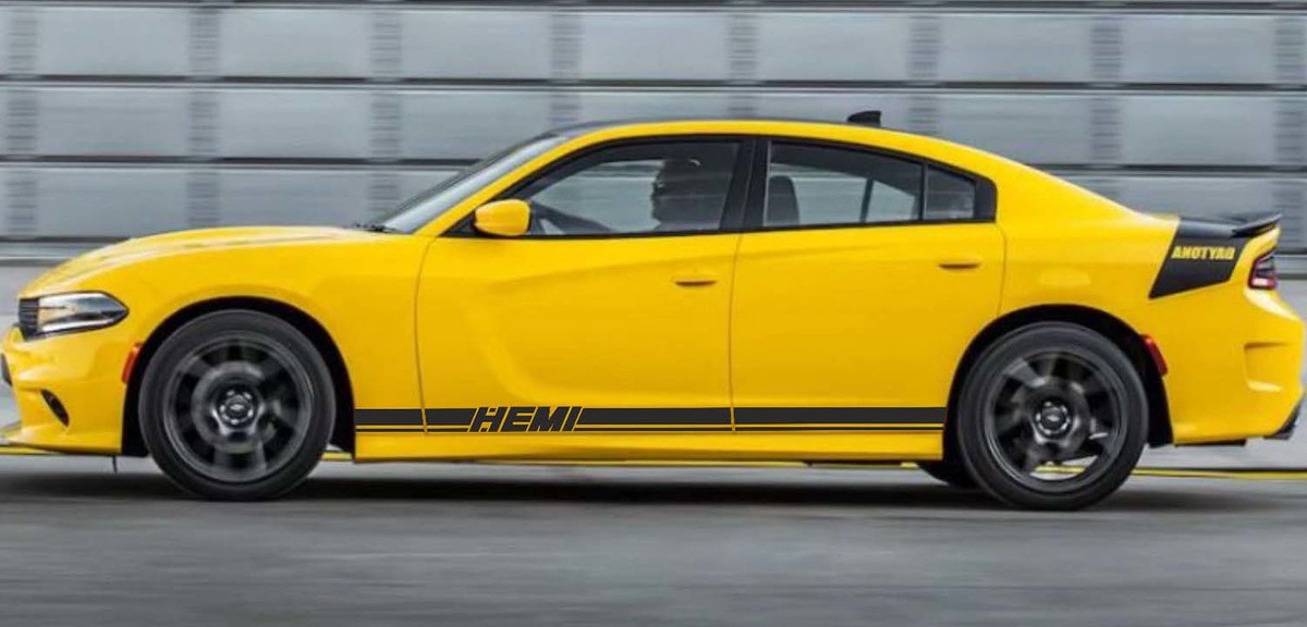 2X Dodge Charger Hemi Rocker Panel Stickers Decals Stripe Vinyl Graphics Kit 2011-2018
