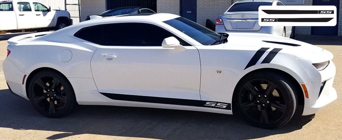 2X Chevrolet Camaro SS Rocker Panel Door Stickers Decals Stripe Vinyl Graphics 2016-2018
