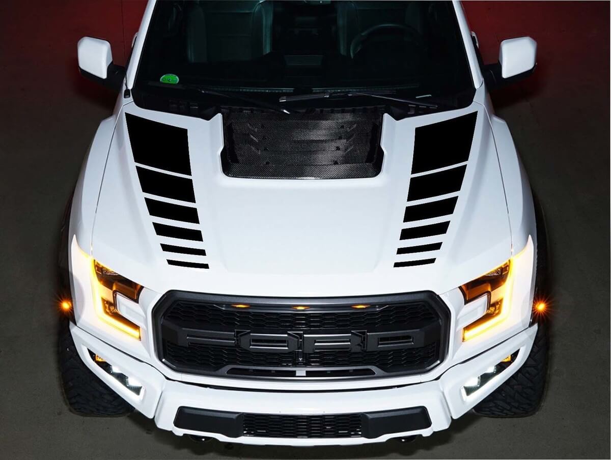 Double Strobe Hood Stripes Vinyl Decal Kit for Musclecar F-150 SVT 2016-2018
