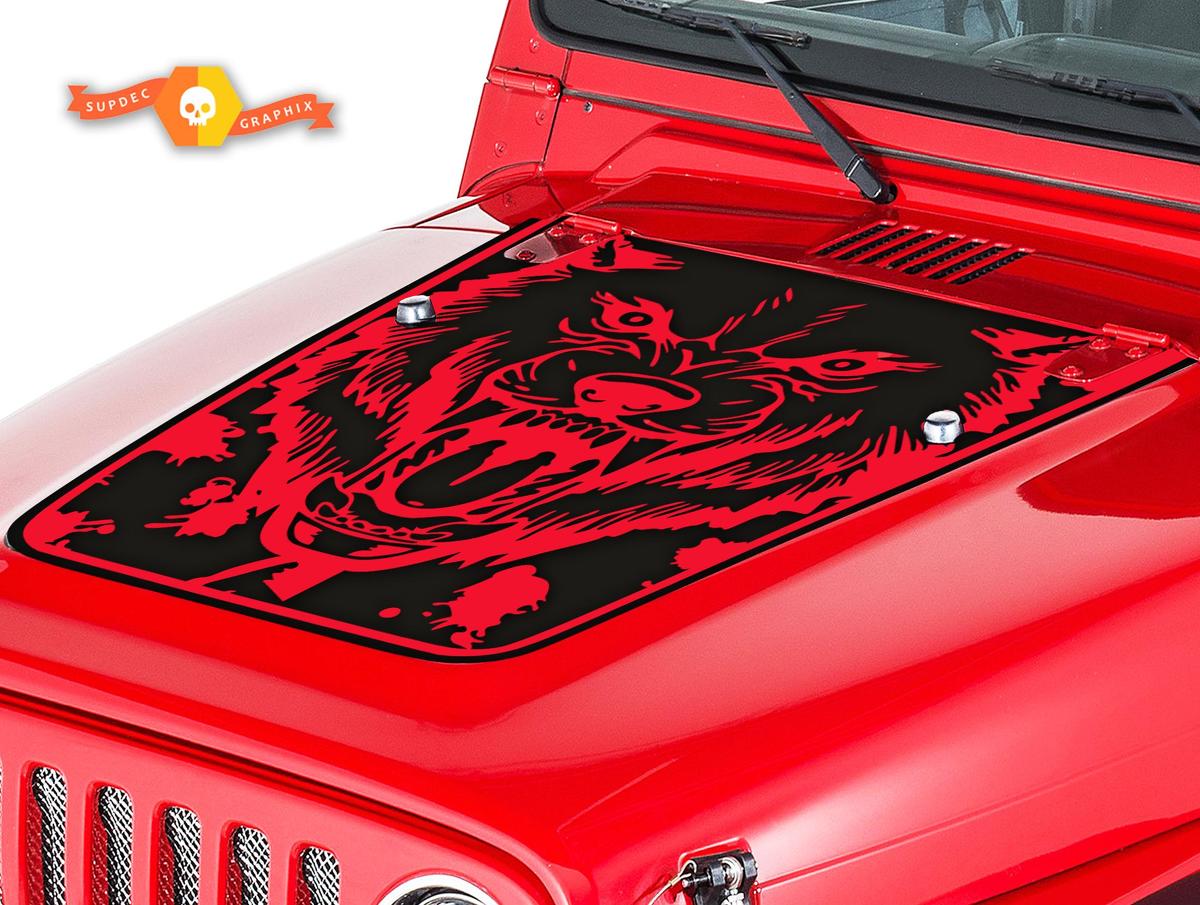 Mad Wolf Hood Vinyl Decal Sticker for Jeep Wrangler 1999-2006