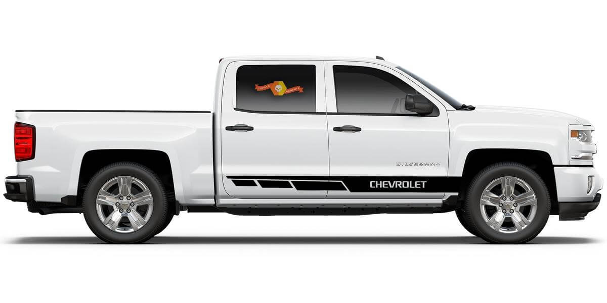 Chevrolet Silverado mk3 side stripes graphics Sticker Decal door panel Sticker Decal black vinyl
