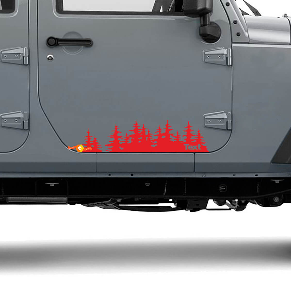 Jeep Tree forest die cut Vinyl Door sticker PNW pine trees Woods Silhouette graphic car truck body