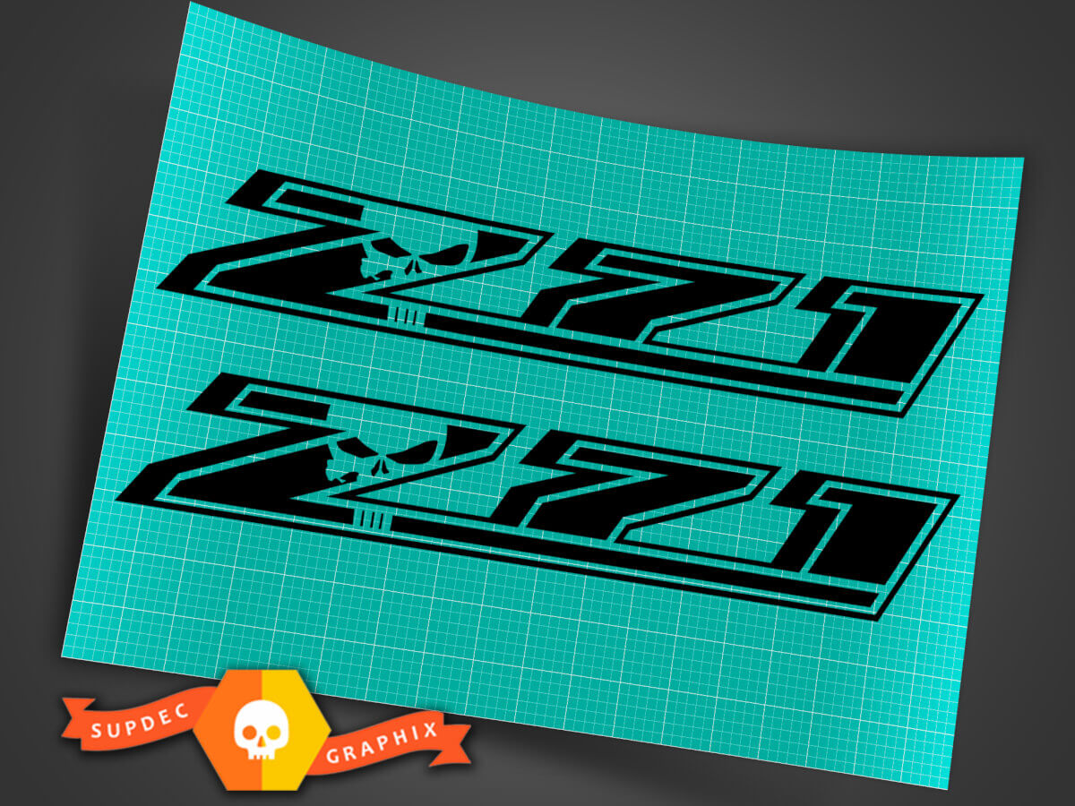 2 Chevy Silverado Z71 GMC GM Sierra Decals Stickers 1500 2500 Punisher Skull
