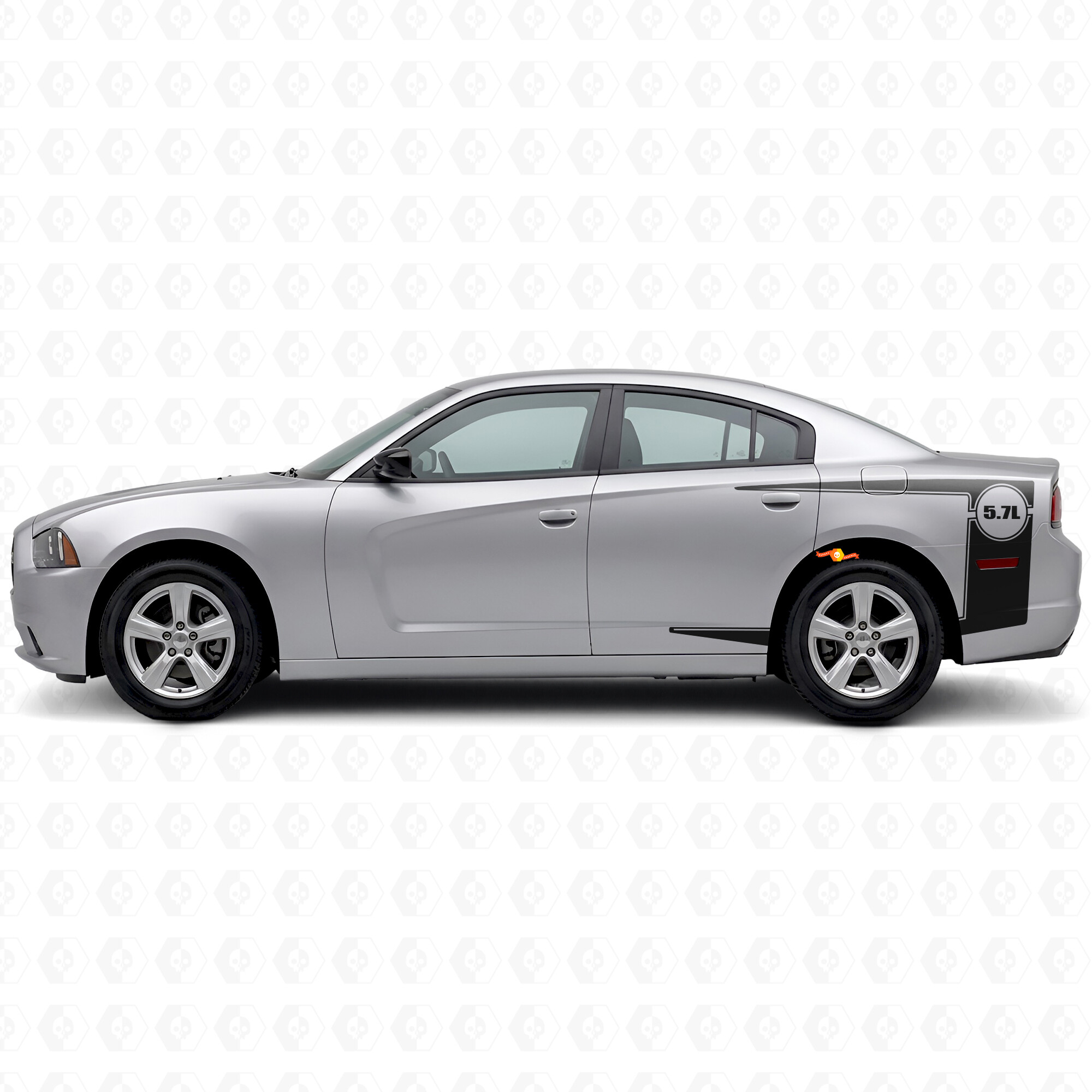 5.7L Outline Stripes Bedside Vinyl Decal Sticker for Dodge Charger 2011-2014