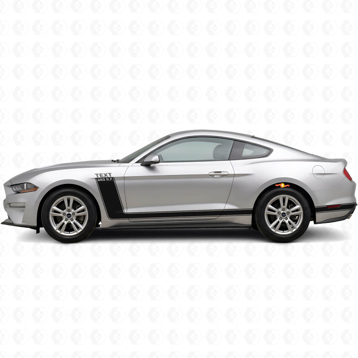 Custom Text & 300 H.P. Side Stripes Vinyl Decal Set for Musclecar Musclecarmodel 2010-20