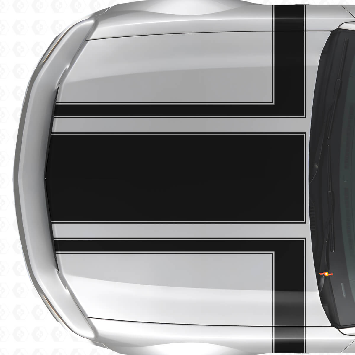 Decorated Outline Hood & Side Stripes Vinyl Decal Kit for Musclecar Musclecarmodel 2005-09