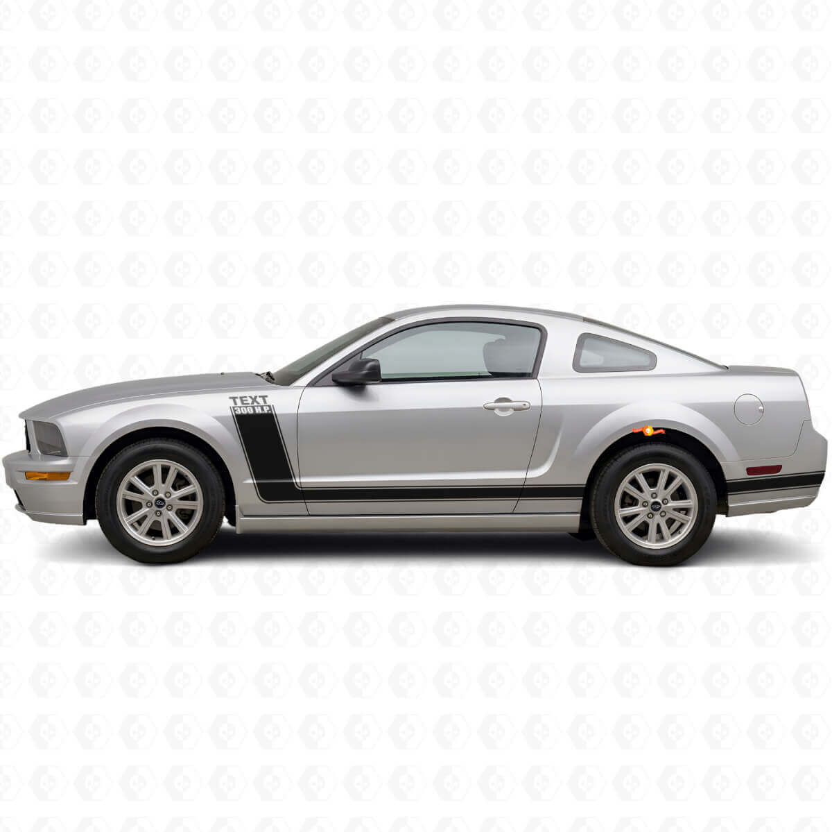 300 H.P. & Custom Text Side Stripes Vinyl Decals Kit for Musclecar Musclecarmodel 2005-09