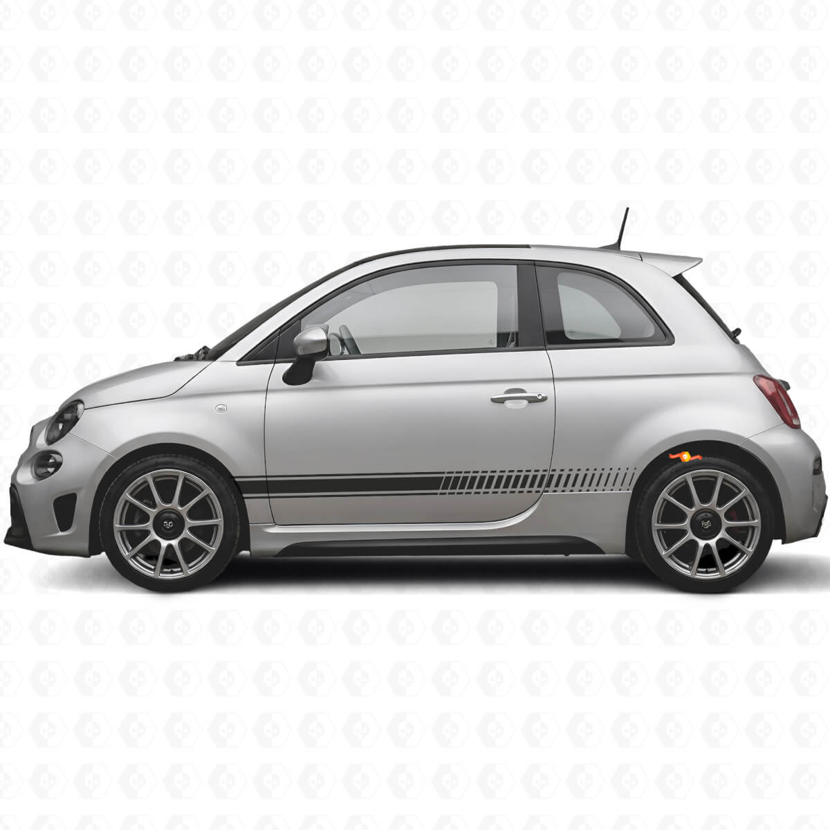 Checkered Racing Side Stripes Vinyl Decal Kit for Fiat 500 Abarth 2007+