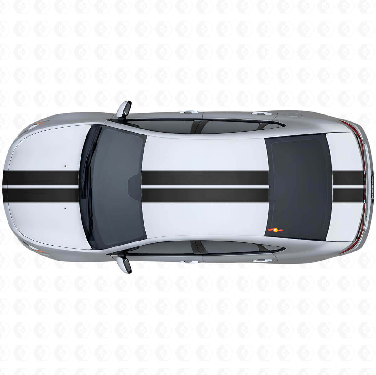 Dual Outline Stripes Front Upper Rear Vinyl Decal Kit for Dodge Dart 2013+