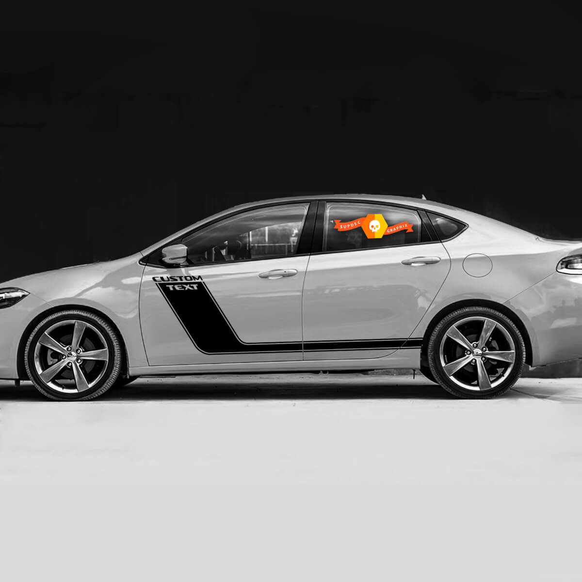 Custom Text Side Accent Sport Stripes Decals for Dodge Dart
