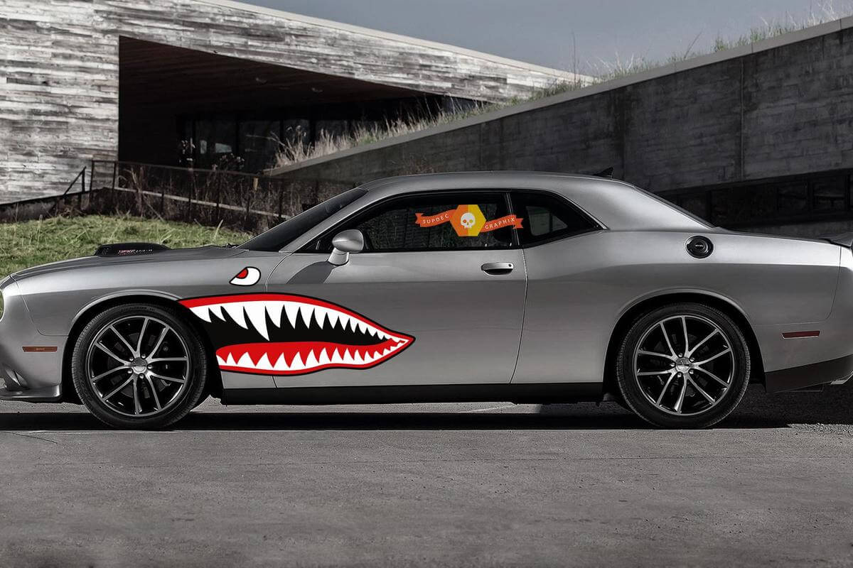 Side Accent Retro Fighter Plane Mouth Stripe Kit Universal Fit for many Vehicles Charger Challenger