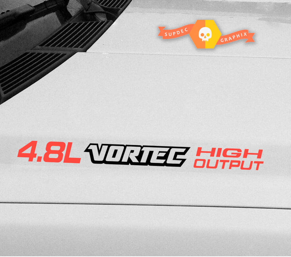 4.8L Vortec High Output three coloured Bonnet Stickers Decals Fits Chevrolet Silverado Colorado GMC Sierra Canyon Lorries