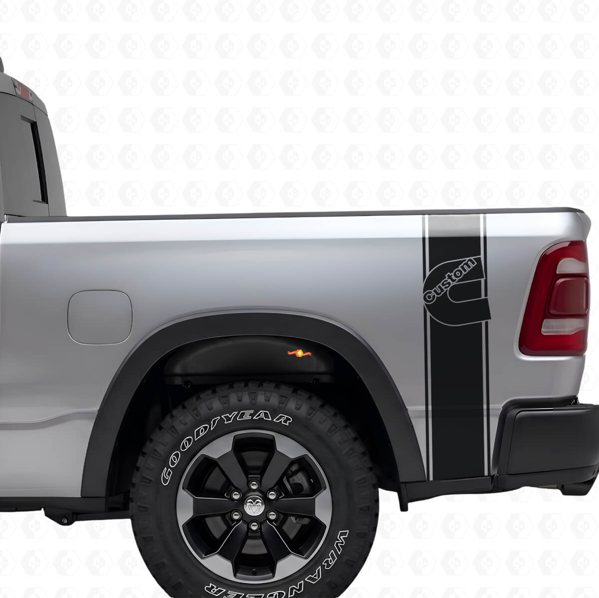 Custom C-Style Rear Side Stripes Vinyl Decal Kit for Dodge Trucks