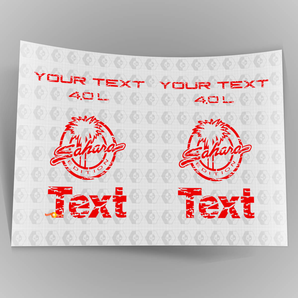 Jeep Wrangler Sahara 4.0 TJ fender logos distressed 1997 -2006