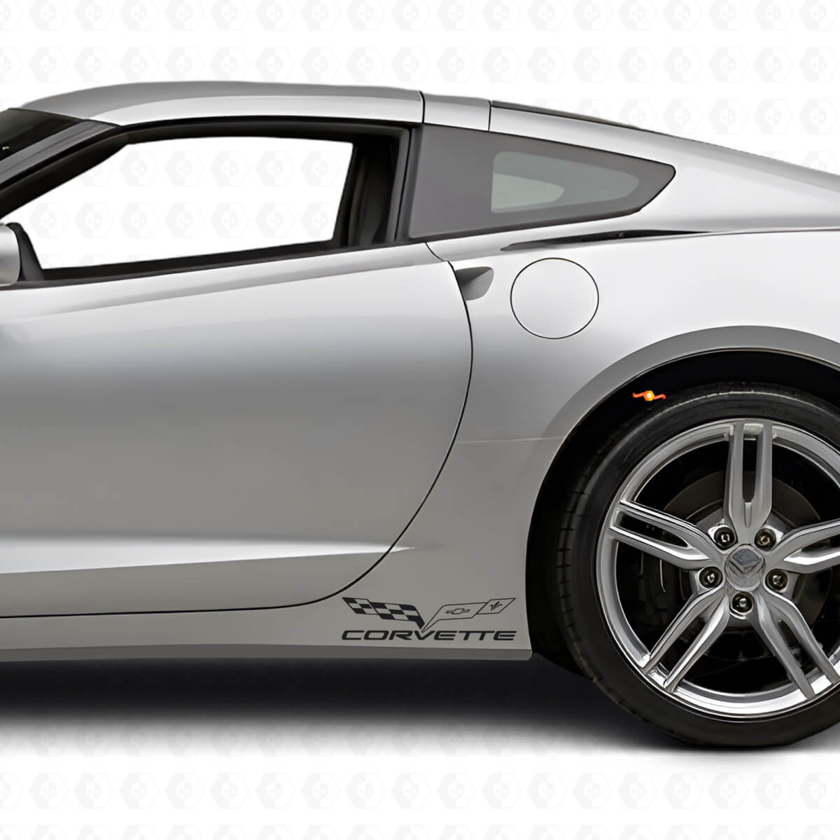 Corvette Flag Logo Rocker Panel Vinyl Decal Kit for Chevy Corvette Z06 C6-7 2005-18