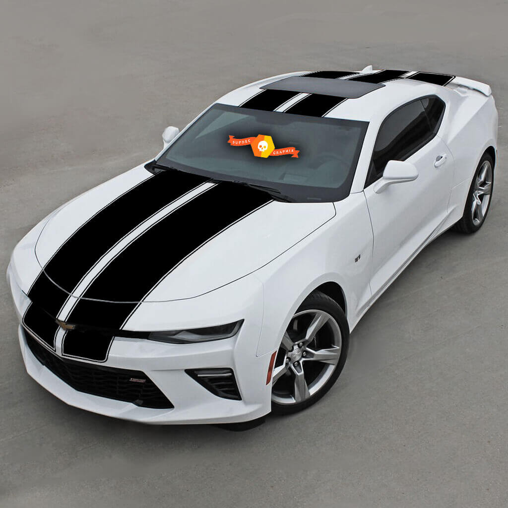 Top Double Stripes With Pinstripes Decal Sticker fit to Chevrolet Camaro 2016- 2018
