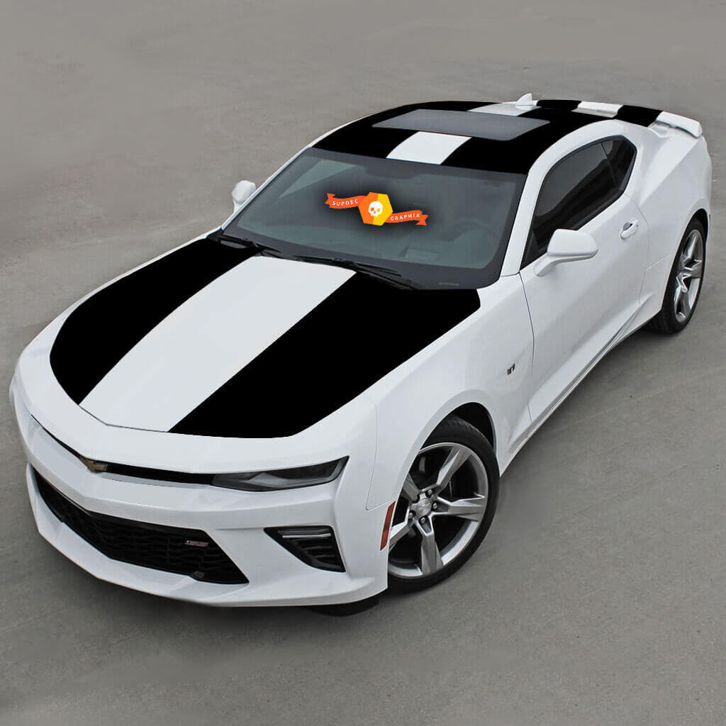 CHEVROLET CAMARO 2016 - 2018 OVER THE TOP VINYL STRIPES HOOD, ROOF & REAR
