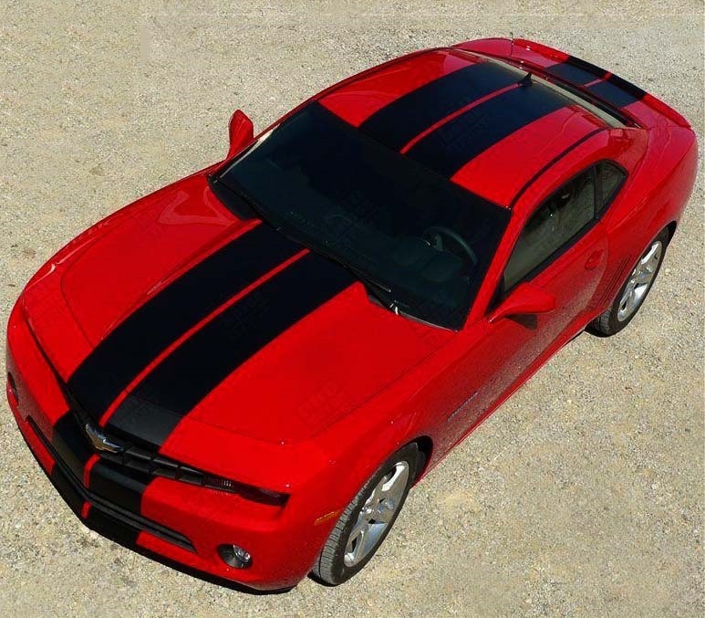 Pace Style Twin Rally Stripe Kit Hood Roof Trunk Rear Bumper Front Bumper Vinyl Decal Sticker for Chevrolet Camaro 2010-2015
