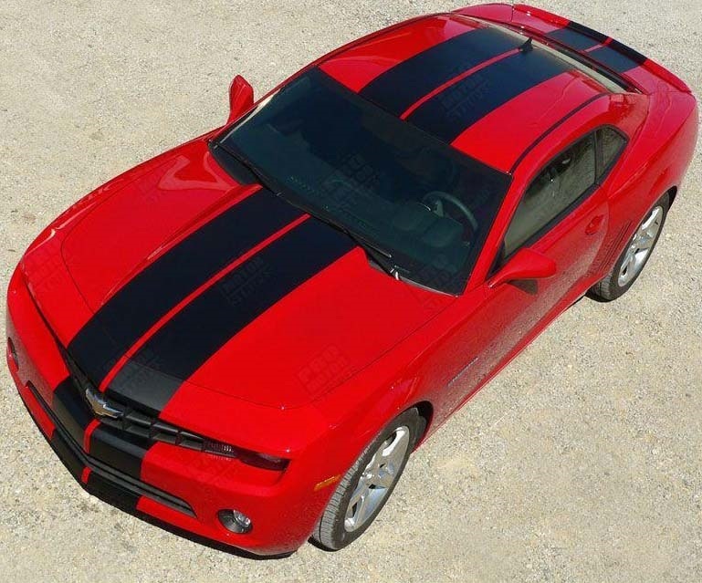 Pace Style Dual Center Racing Stripe Kit Hood Roof Trunk Rear Bumper Front Bumper Vinyl Decal Sticker for Chevrolet Camaro 2010-2015