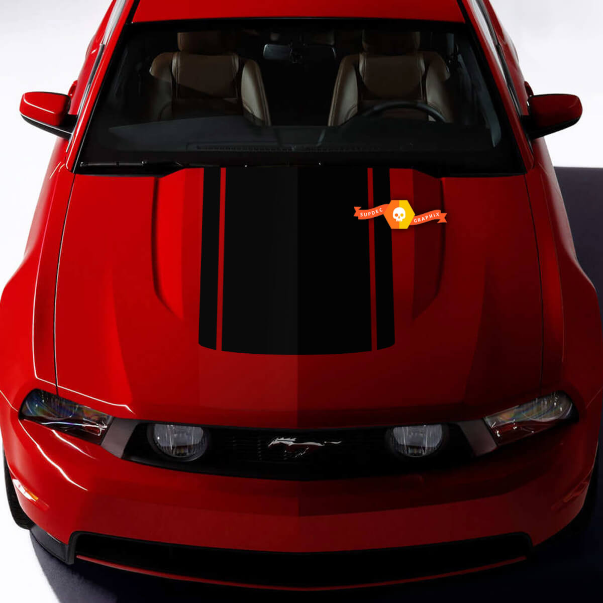 Hood Accent Sticker Decal for Ford Mustang 2005- 2024 Triply stripes
