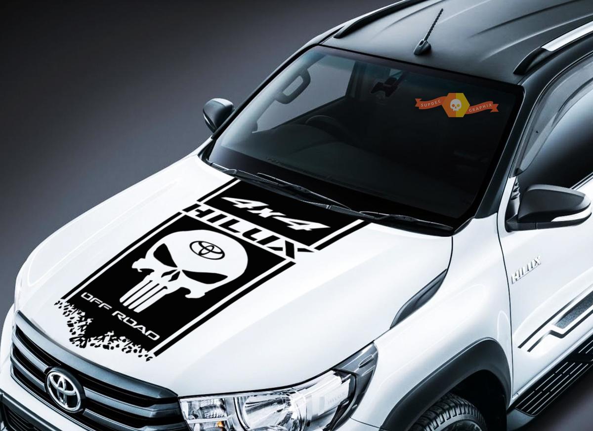 Punisher Style Wide Stripe Hood Vinyl Decal Sticker for Toyota Hilux