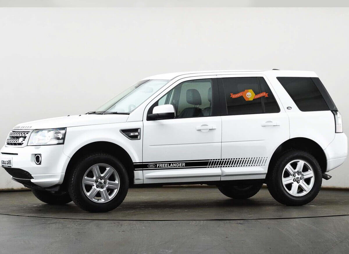 Strobe Stripes & Logo Side Vinyl Decal Kit for Land Rover Freelander