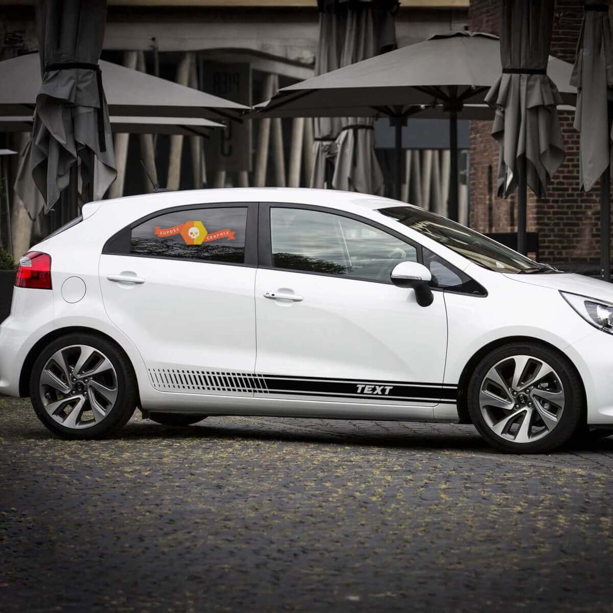 2x side stripes graphics vinyl body decals racing stickers logo fit to Kia RIO
