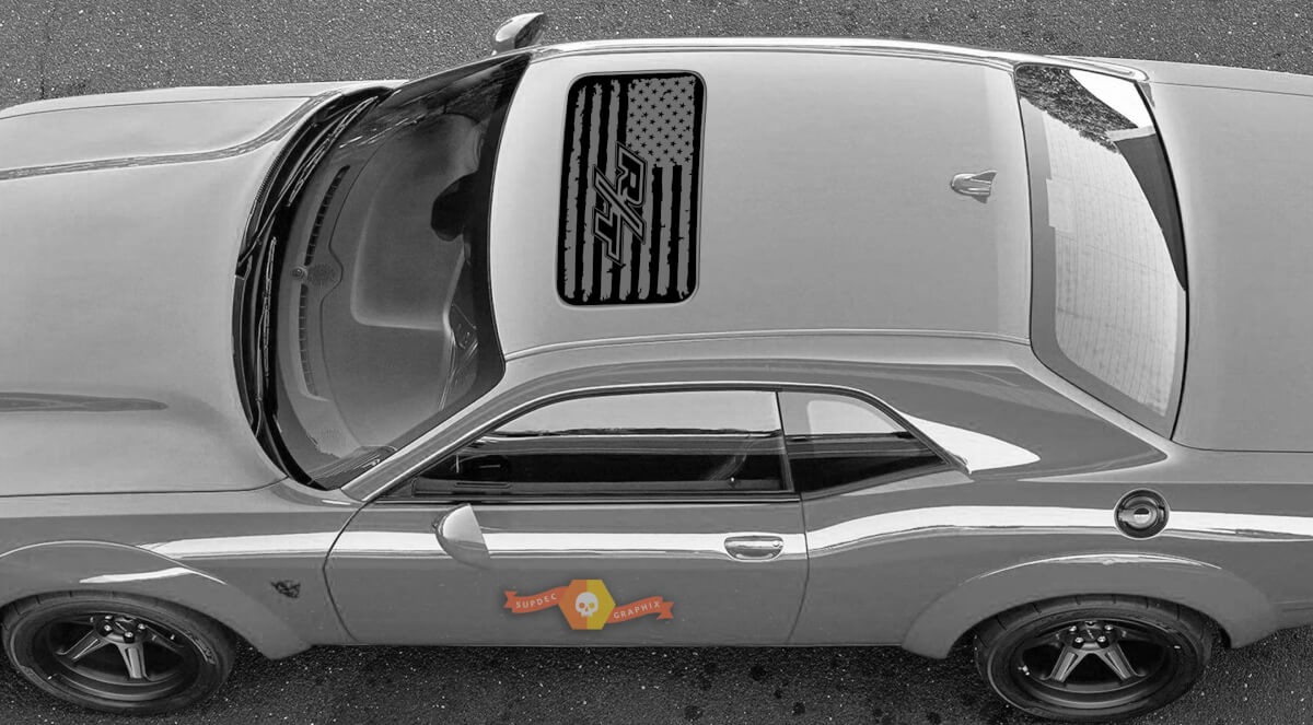 2 Dodge Challenger Window Sunroof R/T flag Vinyl Windshield Decal Graphic Stickers
