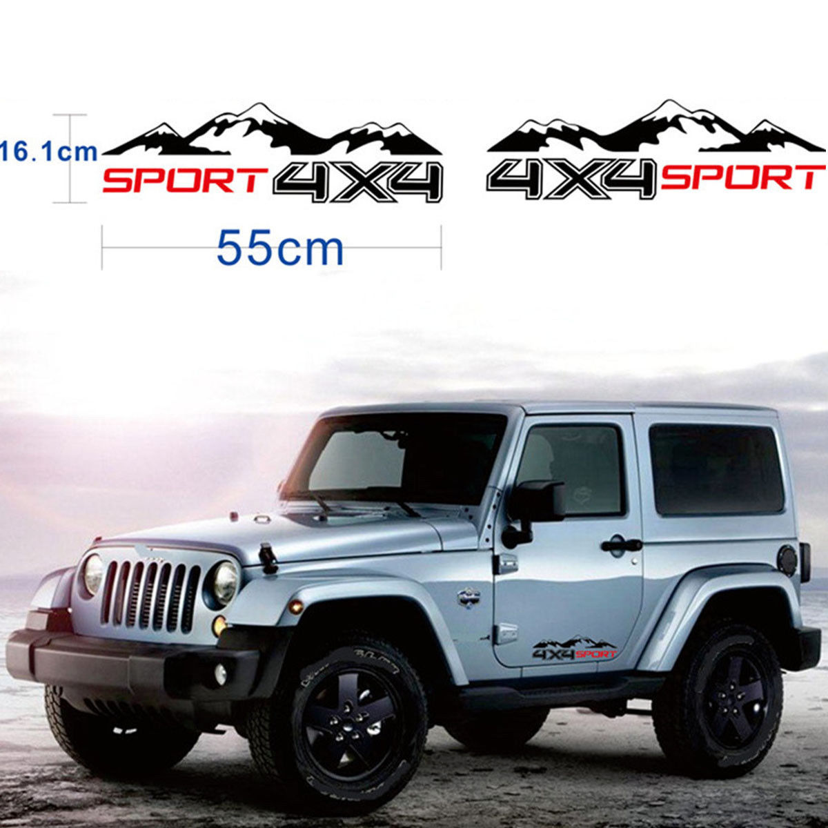 Graphic Vinyl 4X4 Mountain Car Decal Sticker For Truck SUV JEEP Pickup 2pcs
