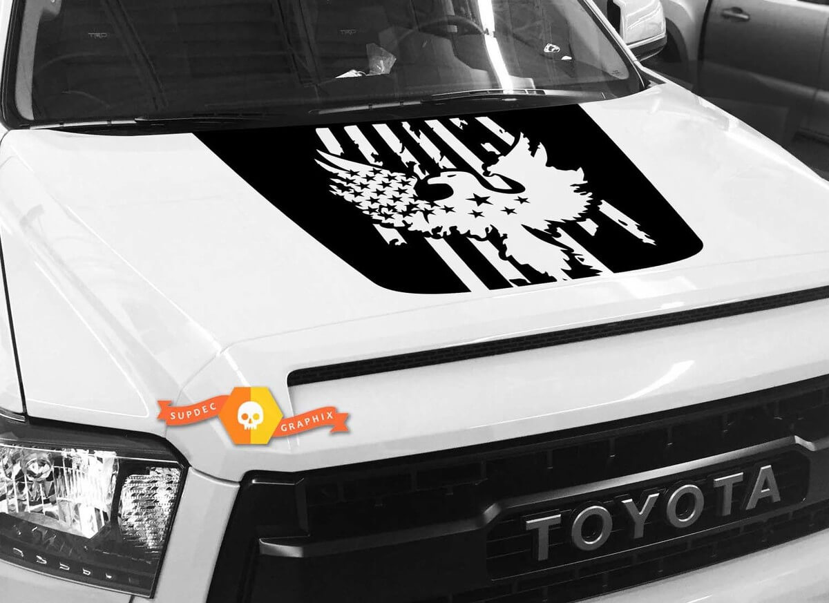Bald Eagle USA Flag Hood Vinyl Decal for Toyota Tundra 2014-18