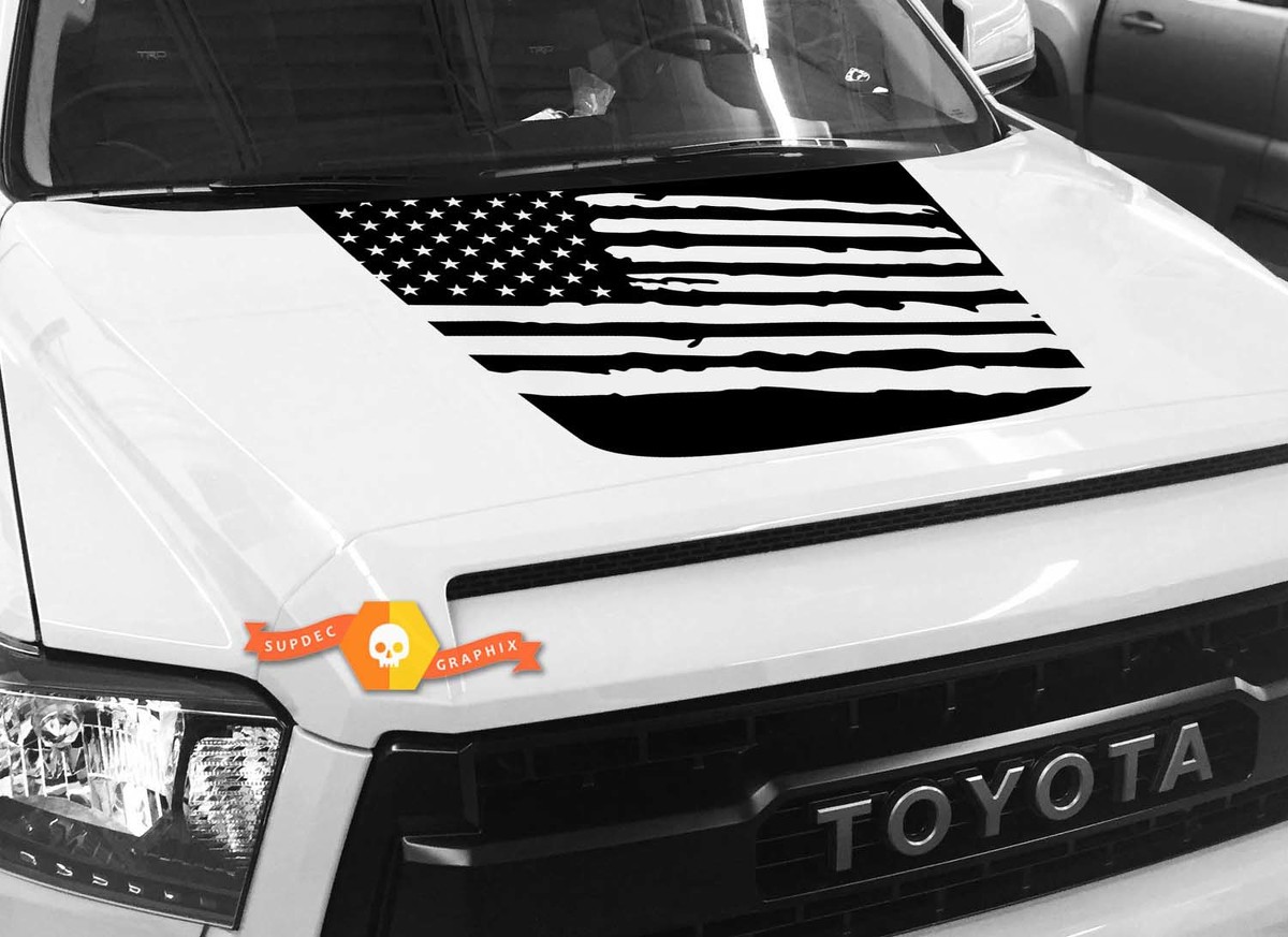 Hood USA Distressed Flag graphics Sticker Decal for TOYOTA TUNDRA 2014 2015 2016 2017 2018 #5
