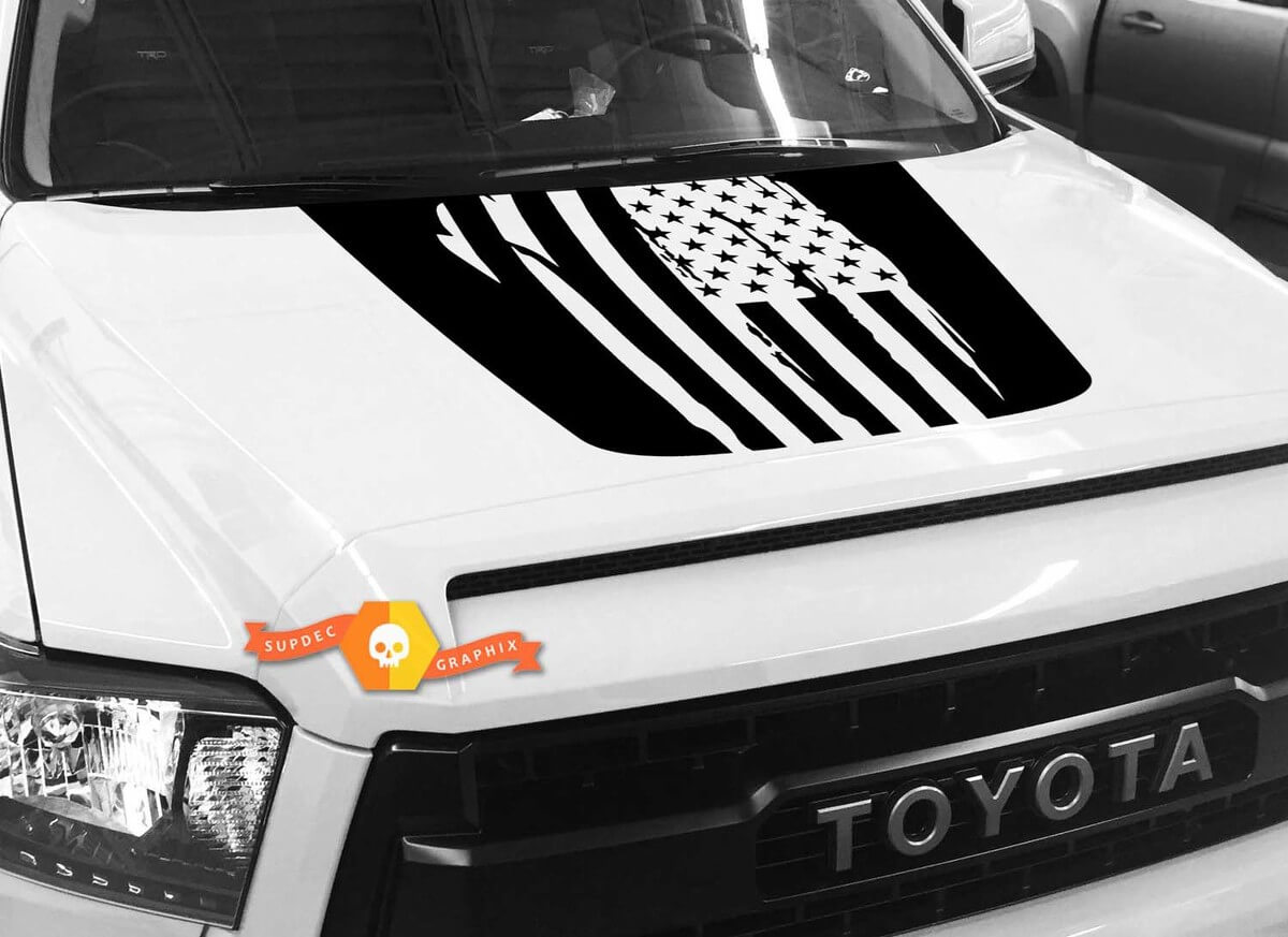 Distressed American Flag Hood Vinyl Decal for Toyota Tundra 2014-2018