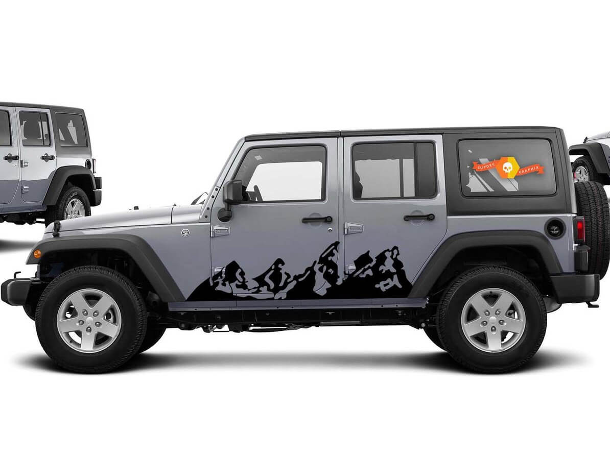 2 Jeep Wrangler Mountains For Whole Side Of Jeep Tj Jk Jku Choose Color
