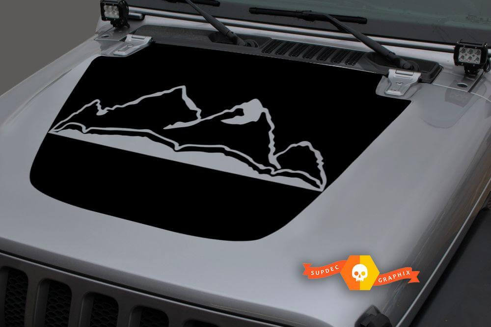 Mountains Blackout Bonnet Vinyl Decal Sticker 3 for Jeep Wrangler JL