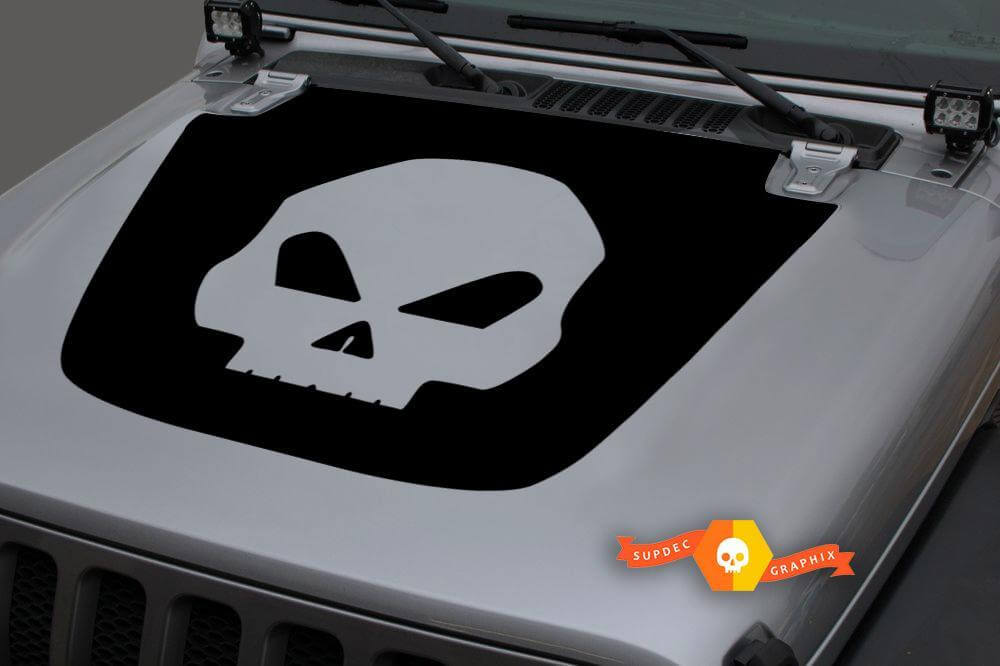 Autocollant Vinyle Cagoule Noir Tête de Mort 3 pour Jeep Wrangler JL