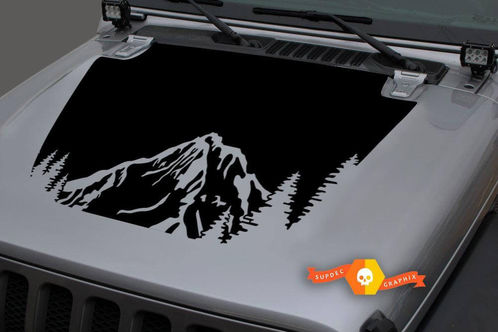 Forest Mountains Blackout Hood Vinyl Decal Sticker 3 for Jeep Wrangler JL