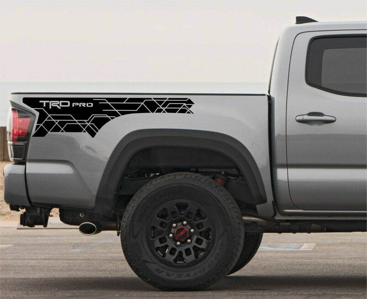 TRD Pro Style Bed Side Vinyl Decal Pair for Toyota Tacoma 2016-2023