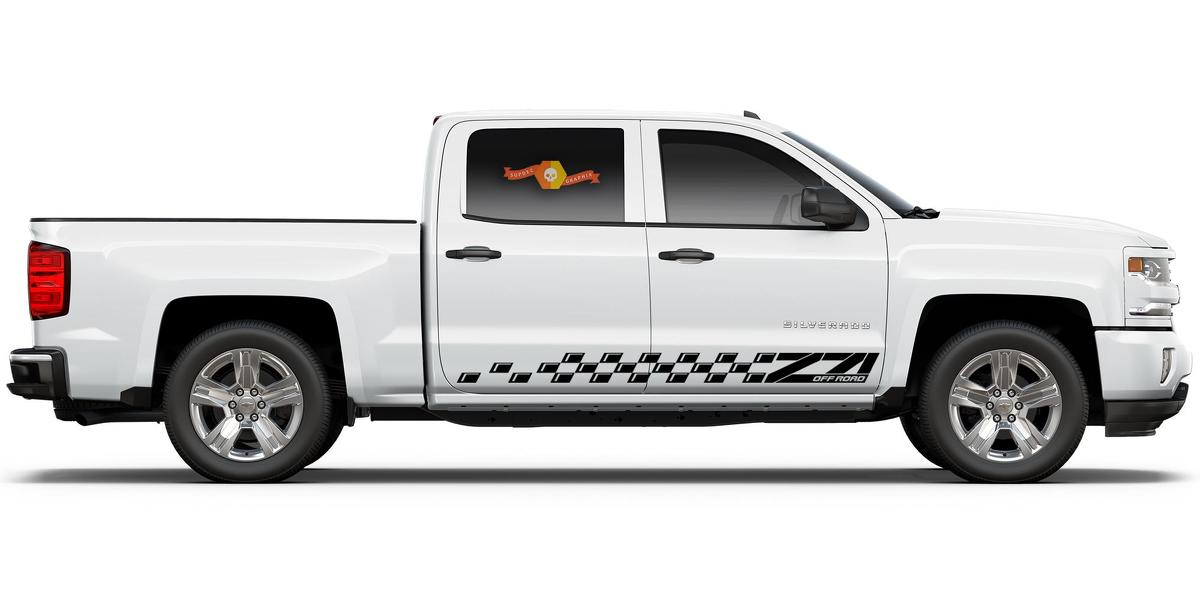 Chevrolet Silverado Z71 side stripes graphics Sticker Decal door panel Sticker Decal black vinyl
