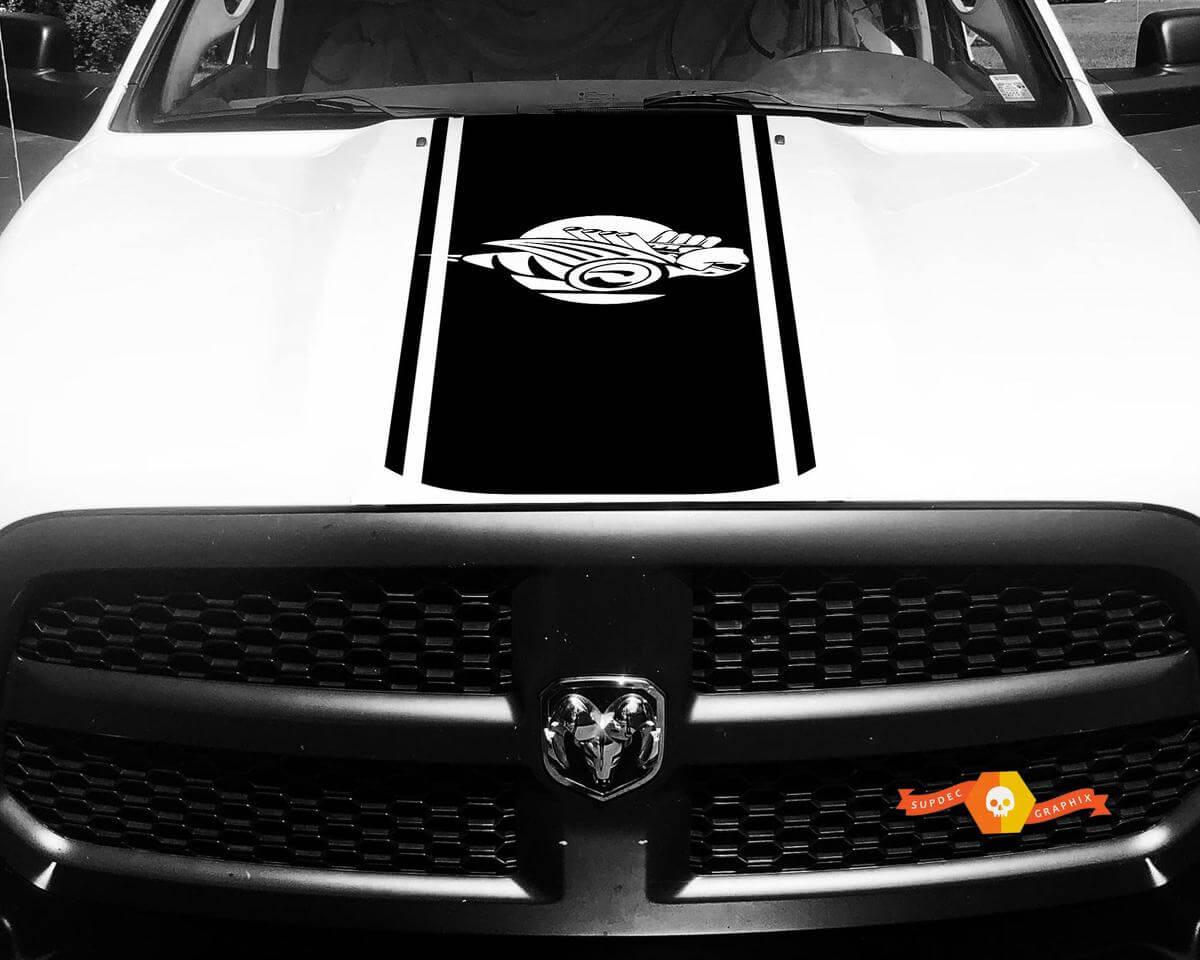 Dodge Ram 1500 2500 3500 Vinyl Racing Stripe Rumble Bee Hemi Hood Decals Stickers #7
