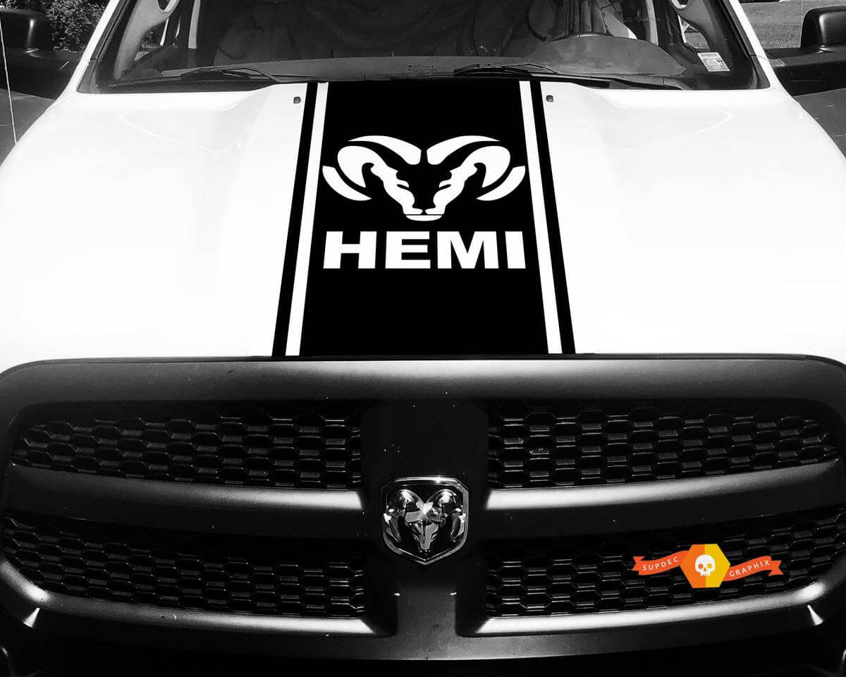 Dodge Ram 1500 2500 3500 Vinyl Racing Stripe RAM Hemi Hood Decals Stickers #14
