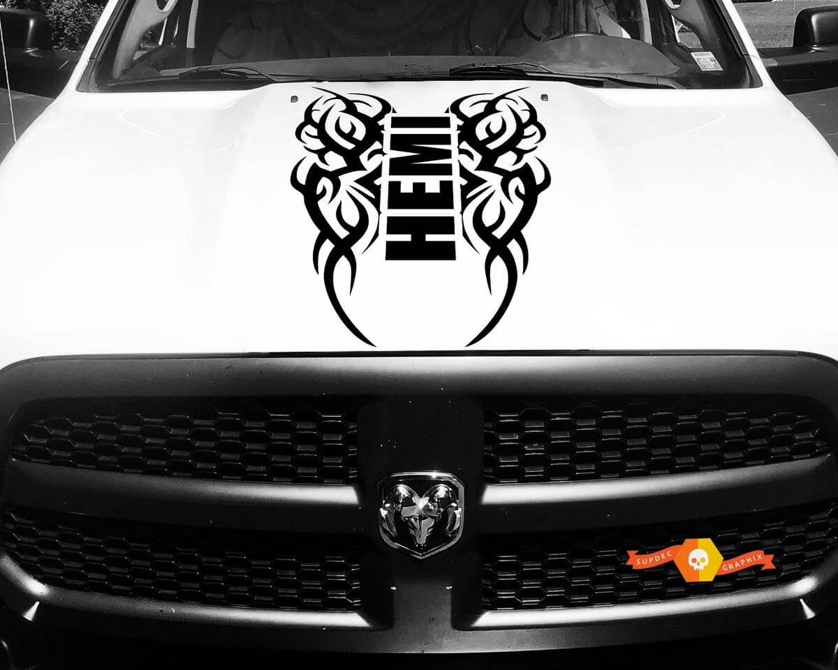 Dodge Ram Vinyl Hood Decal Tribal Sticker Tattoo Hemi Racing Stripe 4x4  #64
