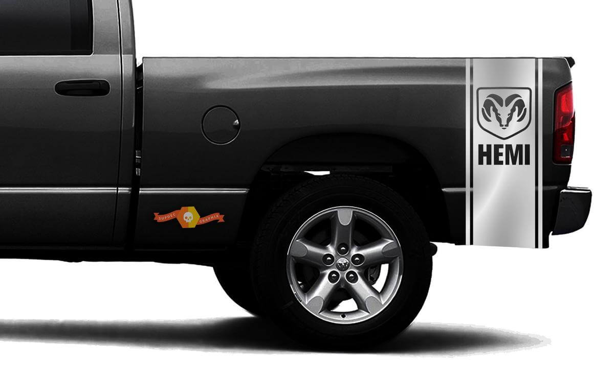 DODGE RAM 1500 VINYL DECAL bed side stripe racing CHROME  sticker Ram Hemi #101
