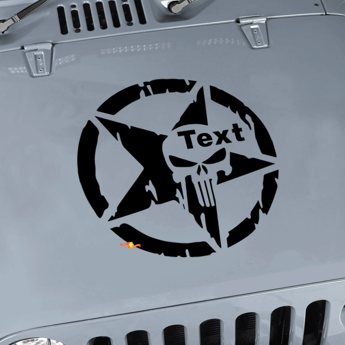 Punisher Military Star Hood Sticker Vinyl Decal for Jeep Wrangler