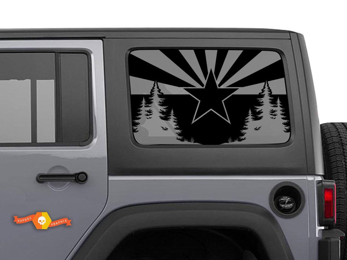 Jeep Wrangler Rubicon Hardtop Flag Arizona Mountains Forest Wilderness Windshield Sticker Decal JKU JLU 2007-2019 or Tacoma 4Runner Tundra Suba Charger Challenger - 59
